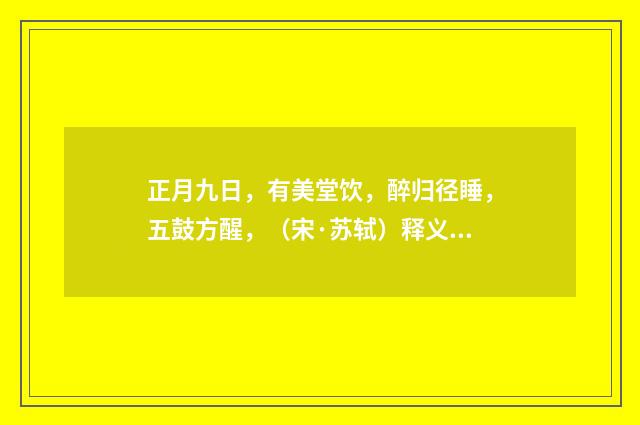 正月九日，有美堂饮，醉归径睡，五鼓方醒，（宋·苏轼）释义及解释