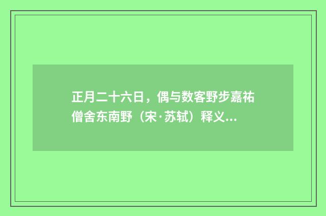 正月二十六日，偶与数客野步嘉祐僧舍东南野（宋·苏轼）释义及解释