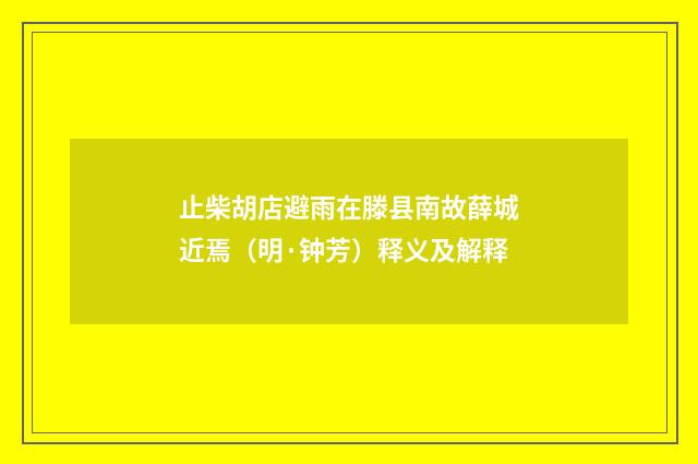止柴胡店避雨在滕县南故薛城近焉（明·钟芳）释义及解释