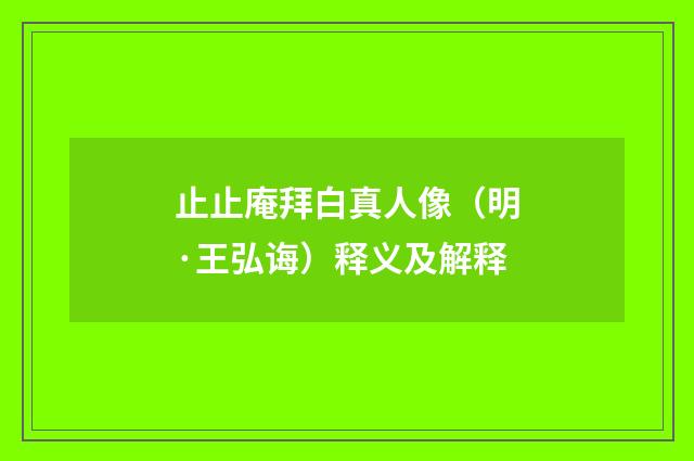 止止庵拜白真人像（明·王弘诲）释义及解释