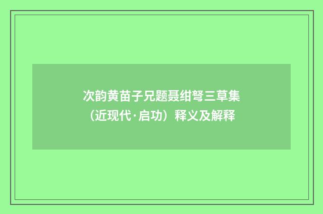 次韵黄苗子兄题聂绀弩三草集（近现代·启功）释义及解释