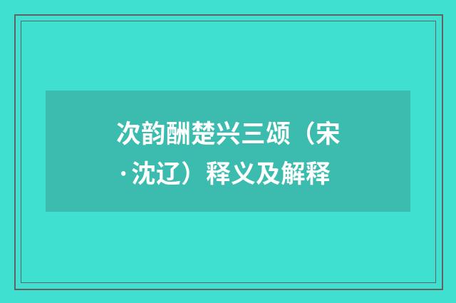 次韵酬楚兴三颂（宋·沈辽）释义及解释