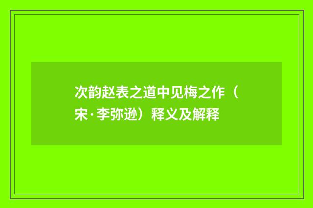 次韵赵表之道中见梅之作（宋·李弥逊）释义及解释