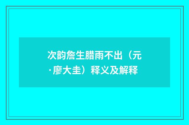 次韵詹生腊雨不出（元·廖大圭）释义及解释