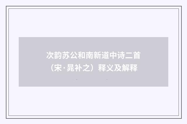 次韵苏公和南新道中诗二首（宋·晁补之）释义及解释