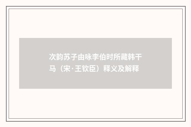 次韵苏子由咏李伯时所藏韩干马（宋·王钦臣）释义及解释