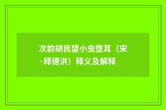 次韵胡民望小虫堕耳（宋·释德洪）释义及解释