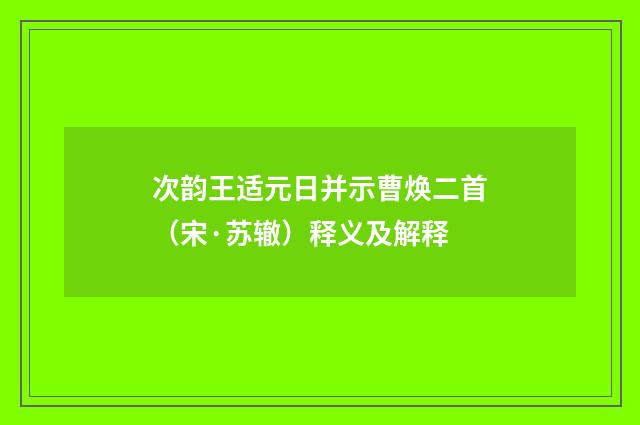 次韵王适元日并示曹焕二首（宋·苏辙）释义及解释