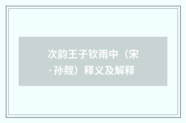 次韵王子钦雨中（宋·孙觌）释义及解释