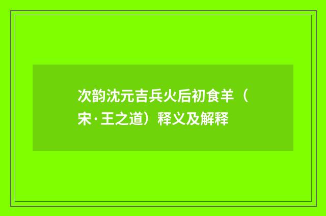 次韵沈元吉兵火后初食羊（宋·王之道）释义及解释