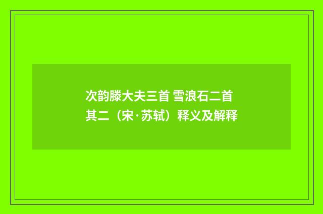 次韵滕大夫三首 雪浪石二首 其二（宋·苏轼）释义及解释