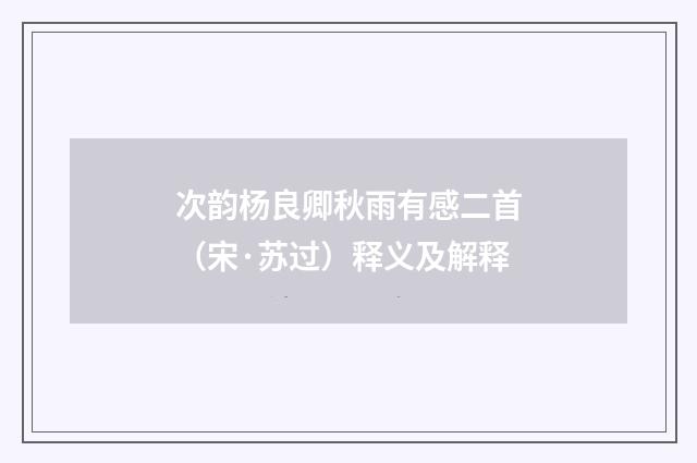 次韵杨良卿秋雨有感二首（宋·苏过）释义及解释