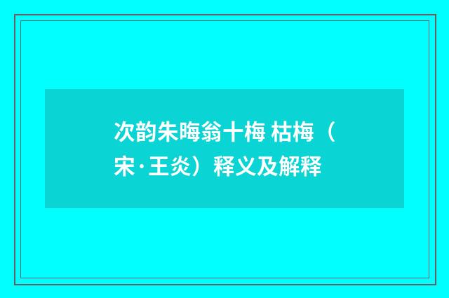 次韵朱晦翁十梅 枯梅（宋·王炎）释义及解释