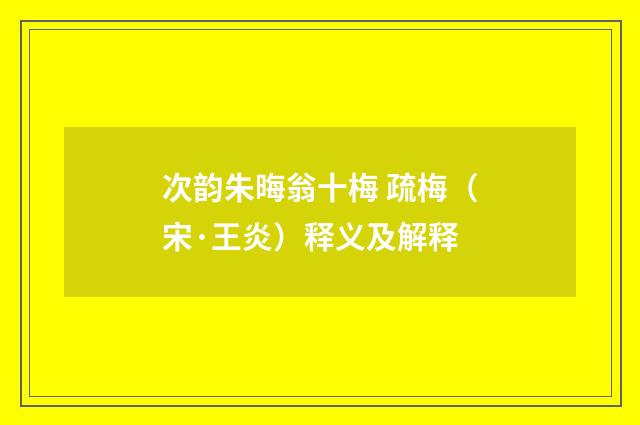 次韵朱晦翁十梅 疏梅（宋·王炎）释义及解释