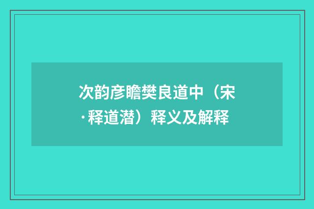次韵彦瞻樊良道中（宋·释道潜）释义及解释