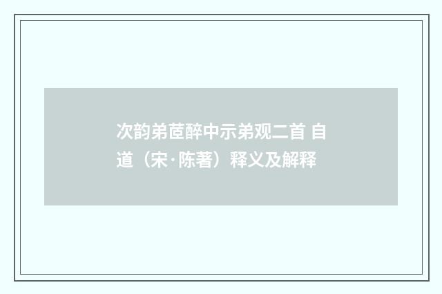 次韵弟茝醉中示弟观二首 自道（宋·陈著）释义及解释