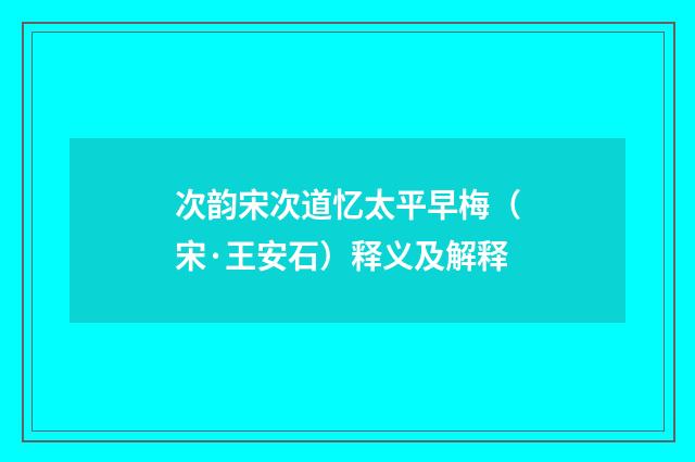 次韵宋次道忆太平早梅（宋·王安石）释义及解释