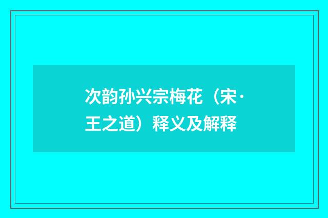 次韵孙兴宗梅花（宋·王之道）释义及解释