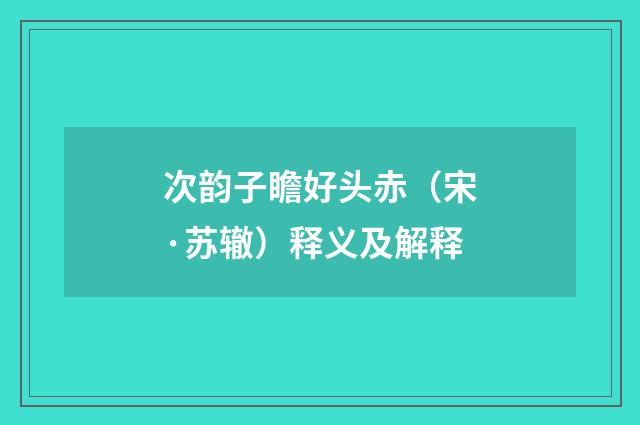 次韵子瞻好头赤（宋·苏辙）释义及解释