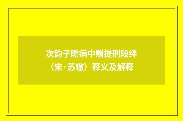次韵子瞻病中赠提刑段绎（宋·苏辙）释义及解释