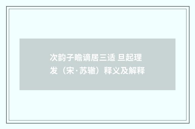 次韵子瞻谪居三适 旦起理发（宋·苏辙）释义及解释