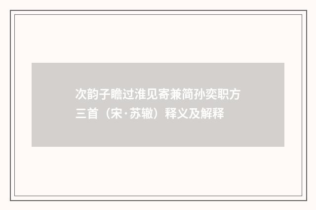 次韵子瞻过淮见寄兼简孙奕职方三首（宋·苏辙）释义及解释