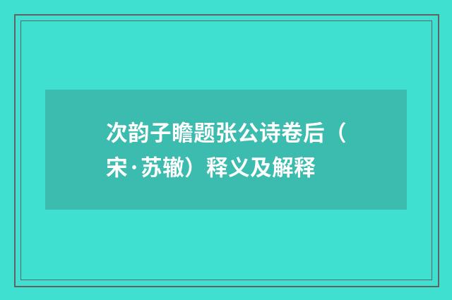 次韵子瞻题张公诗卷后（宋·苏辙）释义及解释