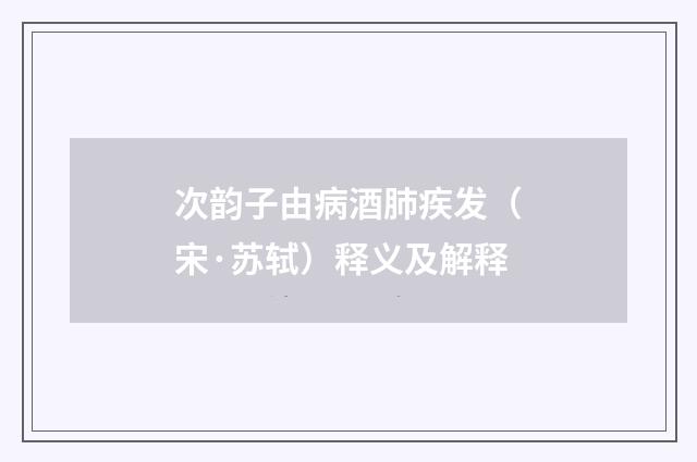次韵子由病酒肺疾发（宋·苏轼）释义及解释