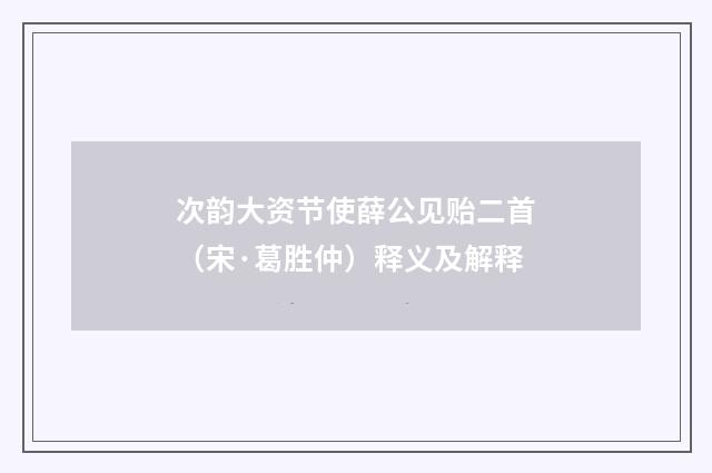 次韵大资节使薛公见贻二首（宋·葛胜仲）释义及解释