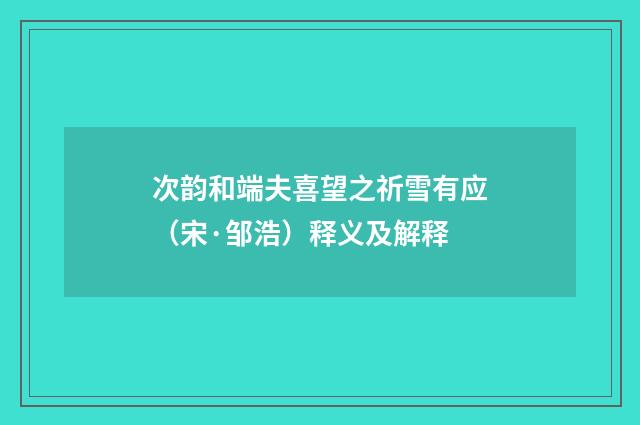 次韵和端夫喜望之祈雪有应（宋·邹浩）释义及解释