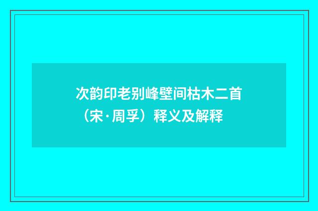 次韵印老别峰壁间枯木二首（宋·周孚）释义及解释