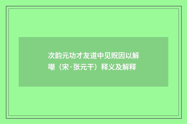 次韵元功才友道中见贶因以解嘲（宋·张元干）释义及解释
