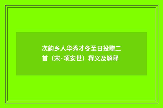 次韵乡人华秀才冬至日投赠二首（宋·项安世）释义及解释