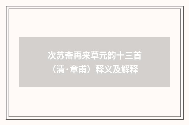 次苏斋再来草元韵十三首（清·章甫）释义及解释