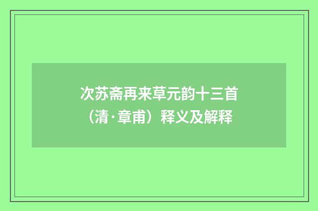 次苏斋再来草元韵十三首（清·章甫）释义及解释