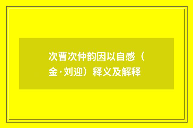 次曹次仲韵因以自感（金·刘迎）释义及解释