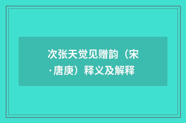 次张天觉见赠韵（宋·唐庚）释义及解释