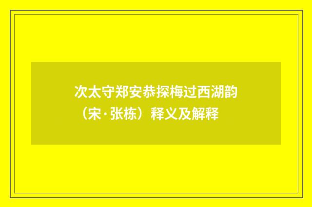 次太守郑安恭探梅过西湖韵（宋·张栋）释义及解释