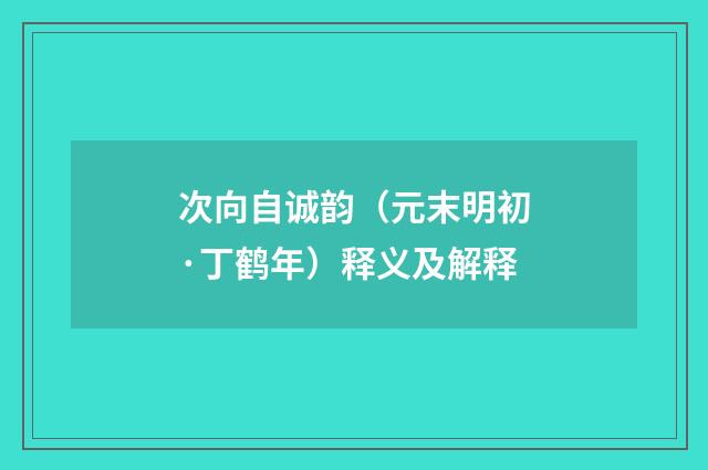 次向自诚韵（元末明初·丁鹤年）释义及解释