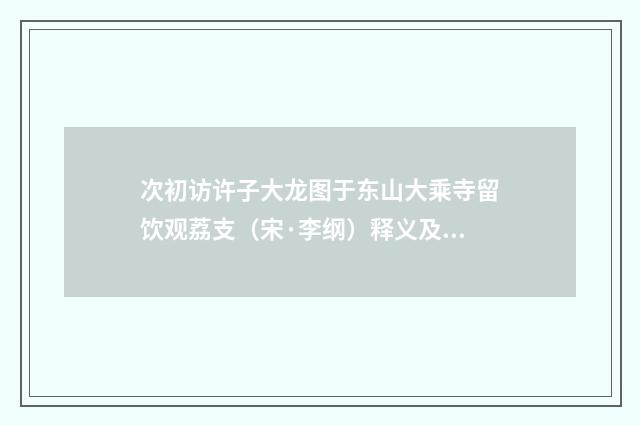 次初访许子大龙图于东山大乘寺留饮观荔支（宋·李纲）释义及解释