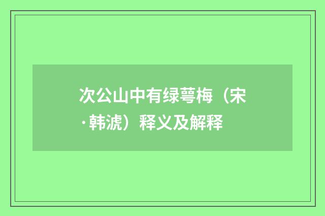 次公山中有绿萼梅（宋·韩淲）释义及解释