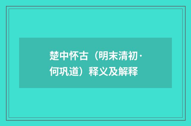 楚中怀古（明末清初·何巩道）释义及解释