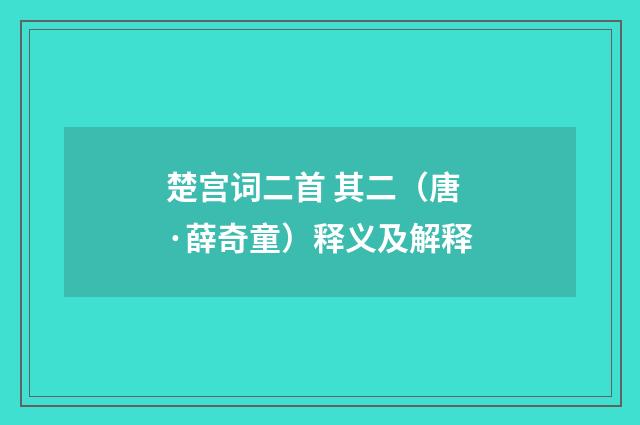 楚宫词二首 其二（唐·薛奇童）释义及解释