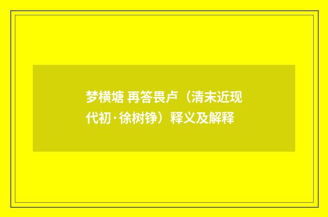 梦横塘 再答畏卢（清末近现代初·徐树铮）释义及解释