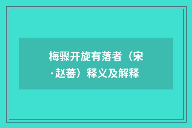 梅骤开旋有落者（宋·赵蕃）释义及解释