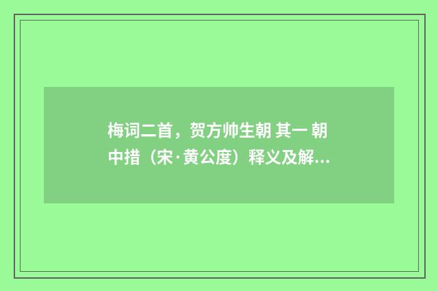 梅词二首，贺方帅生朝 其一 朝中措（宋·黄公度）释义及解释