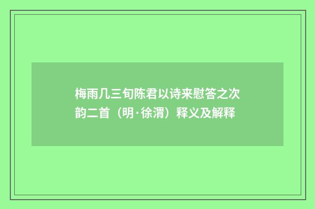 梅雨几三旬陈君以诗来慰答之次韵二首（明·徐渭）释义及解释
