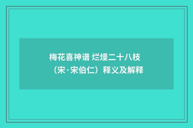梅花喜神谱 烂熳二十八枝（宋·宋伯仁）释义及解释