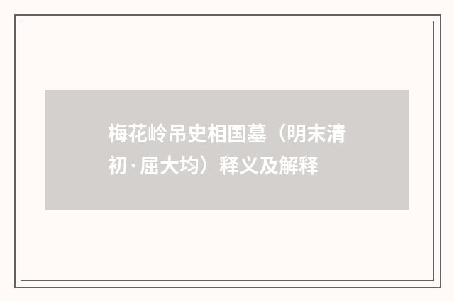 梅花岭吊史相国墓（明末清初·屈大均）释义及解释