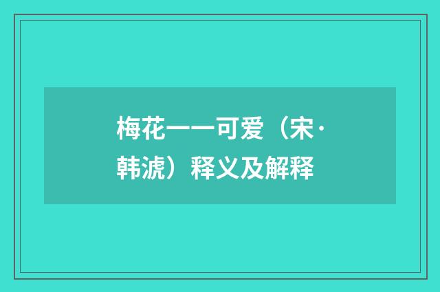 梅花一一可爱（宋·韩淲）释义及解释
